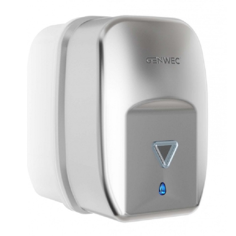 Genwec 1200ml Automatic Soap Dispenser Brushed Stainless Steel image on a white background - side view - GW04200401