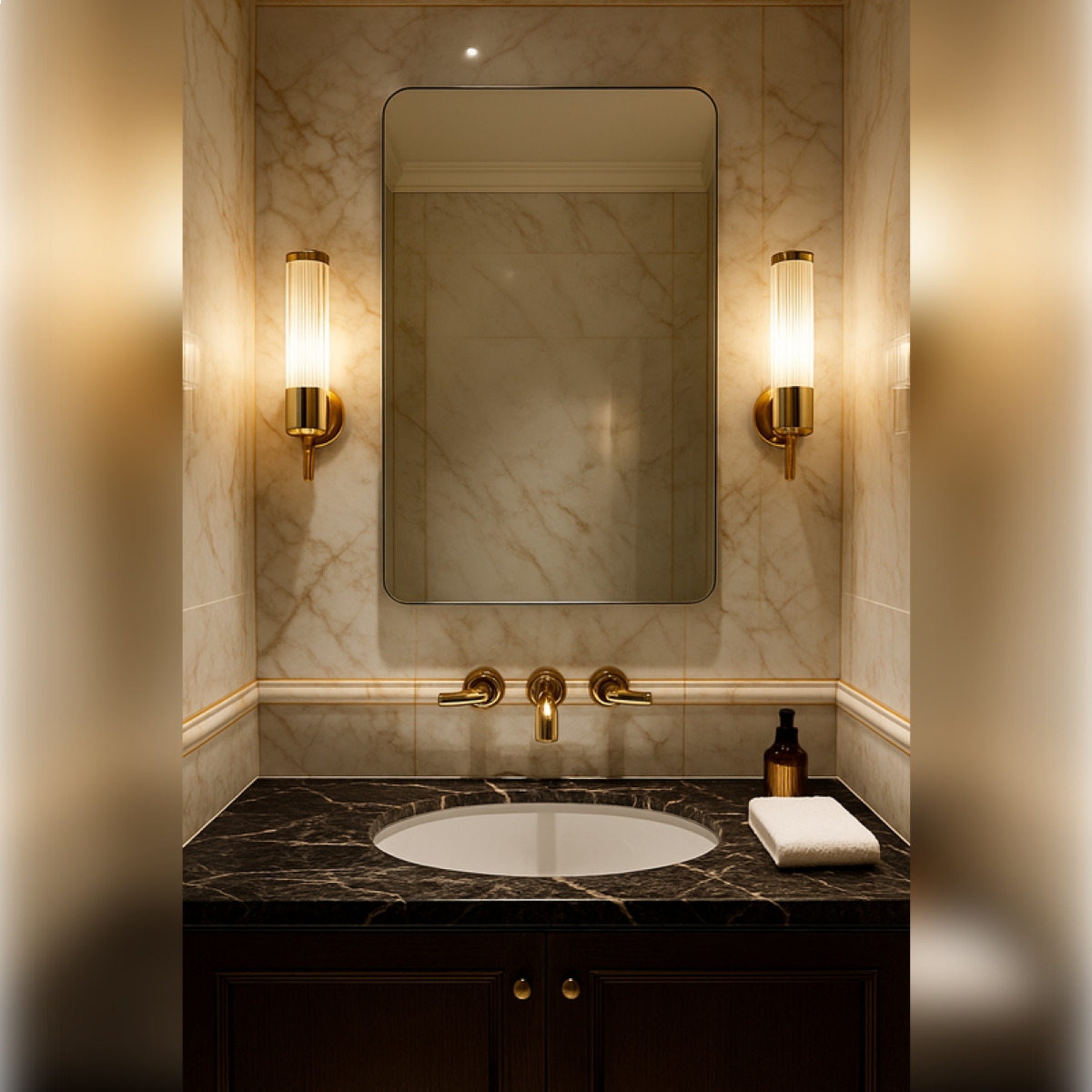 Abode Aruna 450mm x 900mm Frameless Tablet Mirror ABM1036 Lifestyle 