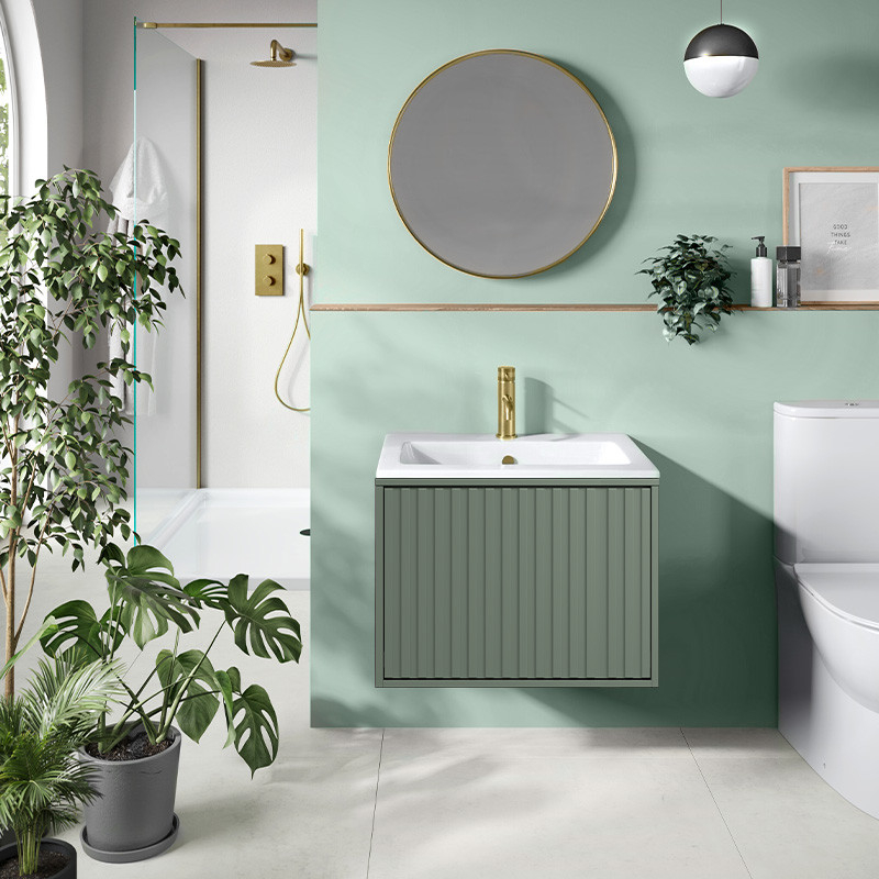 Green bathroom vanity top unit