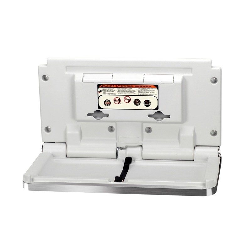 Horizontal Wall Mounted Baby Changing Unit Brushed Stainless Steel Open BABN33