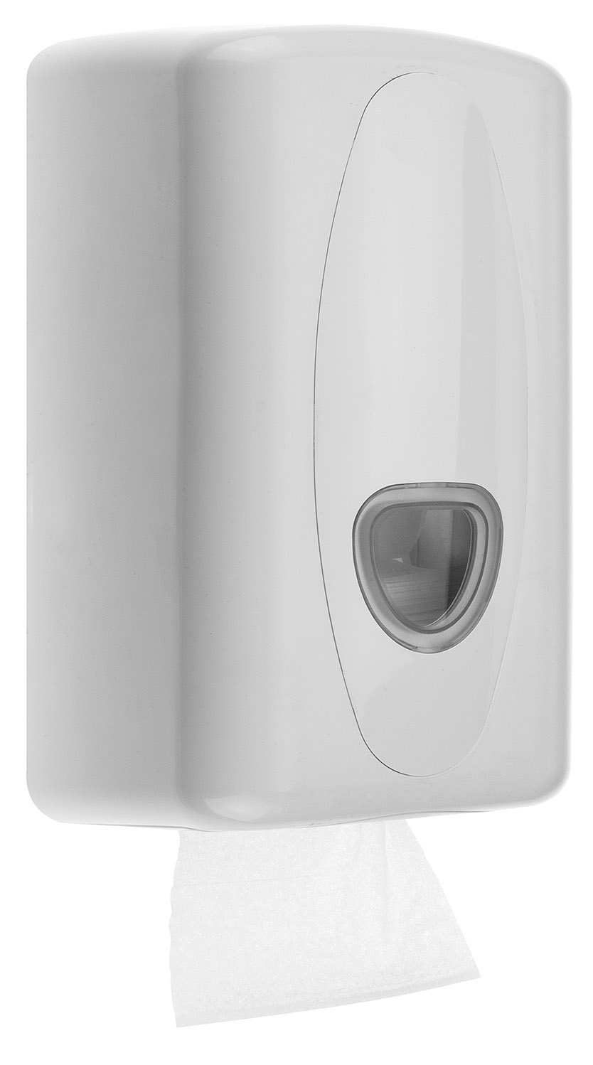 Prestige Plastic Bulk Pack Toilet Tissue Dispenser White Front