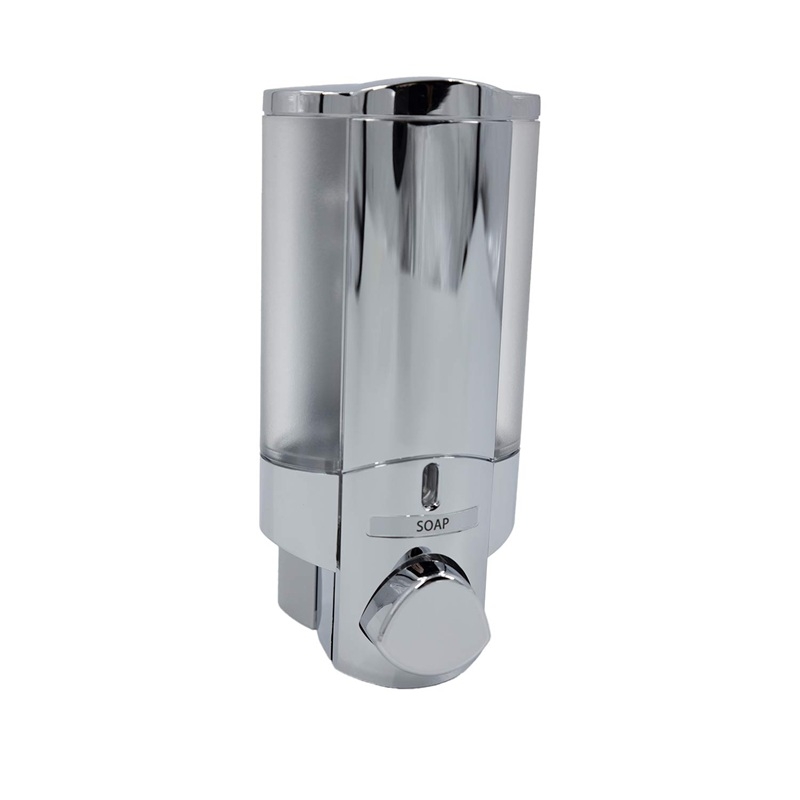 Dolphin Single Shower Soap Dispenser - 300ml polished chrome dispenser on a white background - BC624-1C
