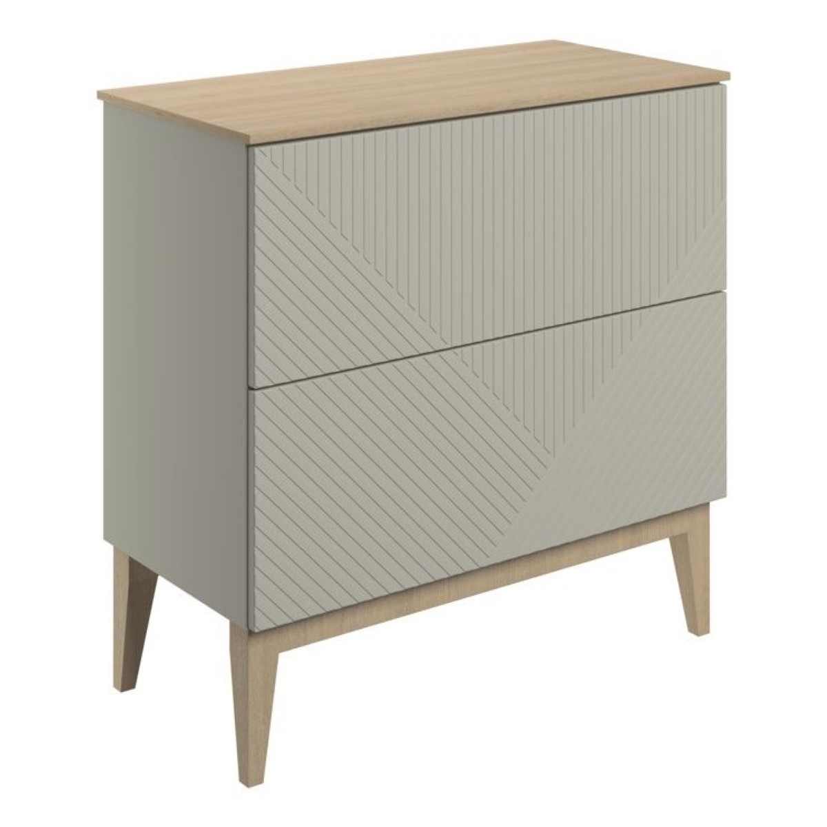 Prestige Featherstone Matt Oat 810mm Floor Standing 2 Drawer Basin Unit & Maple Oak Effect Worktop side image - CNPW108506