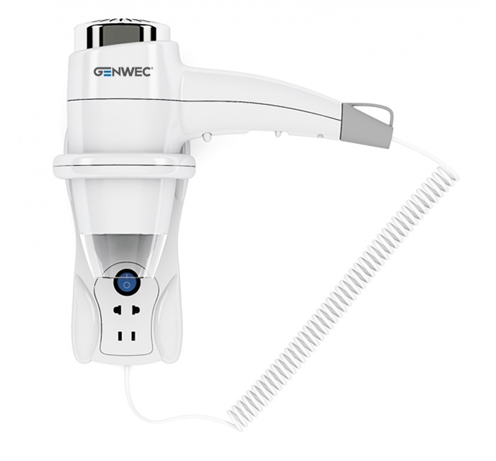 Wall Mounted Hair Dryer With Shaver Socket 1.4kW White