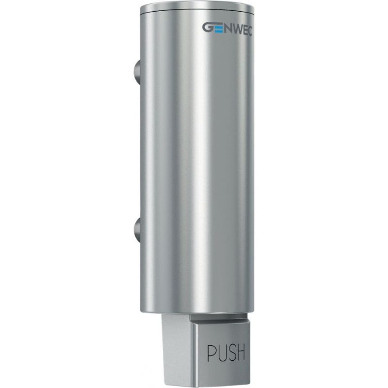 Genwec Cylindrical 300ml Brushed Stainless Steel Soap Dispenser close up image - GW04060401