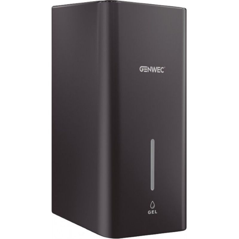 Genwec Wall Mounted Matt Black Stainless Steel  Automatic Soap/Hand Sanitiser Dispenser - 1100ml on a plain background - GW04160403