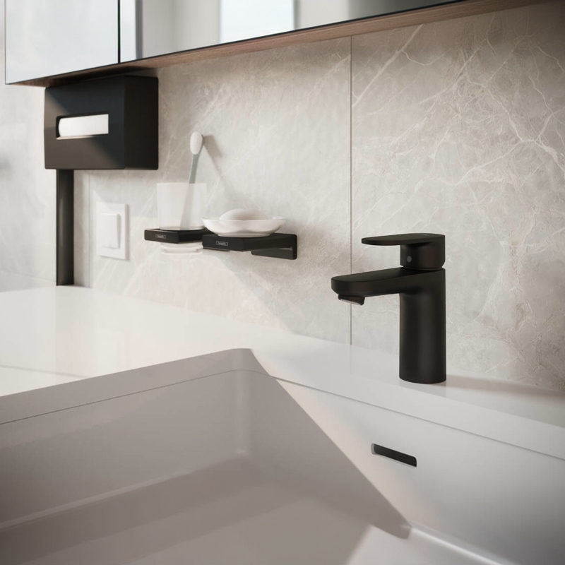 Hansgrohe Vernis Blend Single Lever Basin Mixer 100 - Matt Black In Situ
