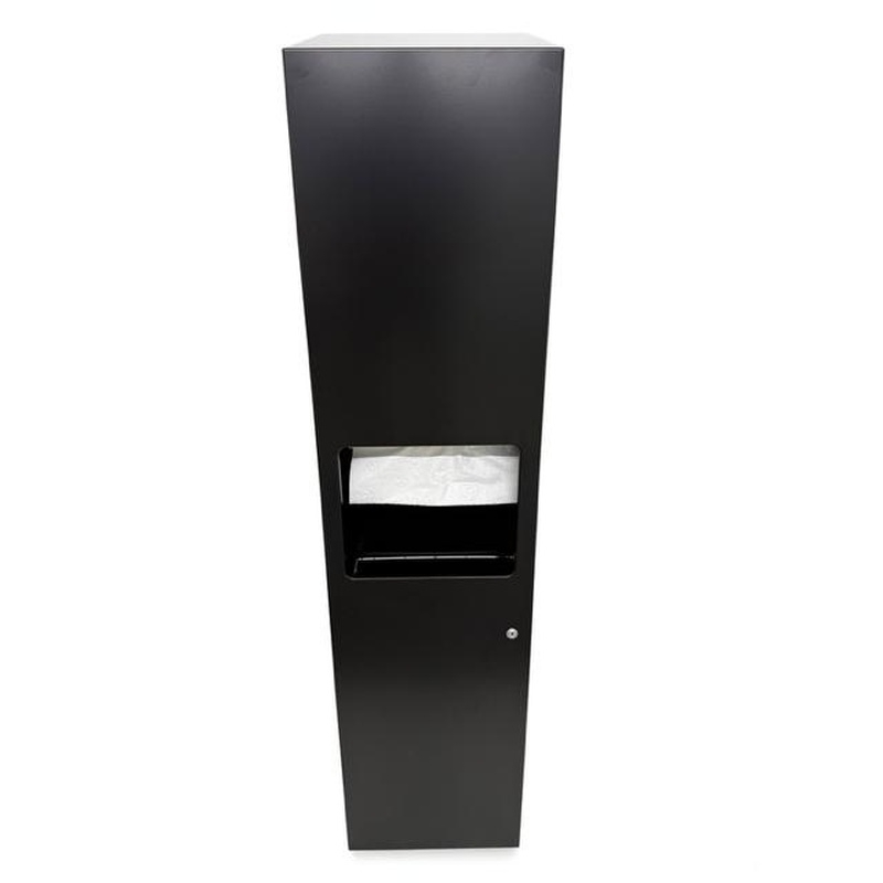 Paper Towel and 13L Bin Combination Recessed Smooth Matt Black - Front
