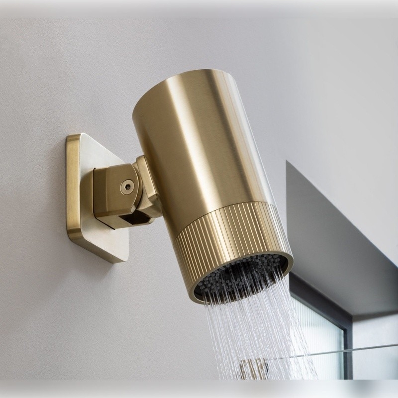 JTP Florence Lumen Brushed Brass Shower Head in situ - LU3SHBBR