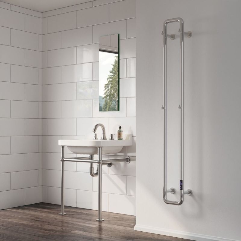 Prestige Pelmo Polished Stainless Steel Towel Rail 1500mm x 200mm in situ