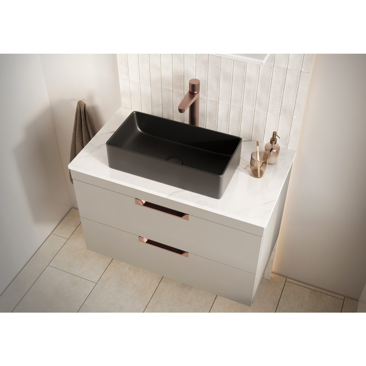 Scudo Riviera Countertop 460 Basin - Matt Black lifestyle - VESSEL004