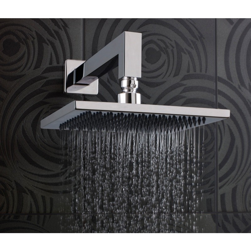 JTP Sam Square Wall Mounted Polished Chrome 400mm Shower Arm image in situ - C021003