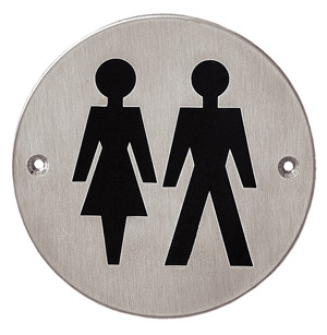 High quality stainless steel WC unisex toilet sign