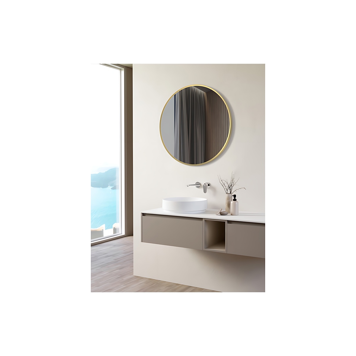 Yorvik Round Mirror - Brushed Brass 500mm Lifestyle CNPW106259