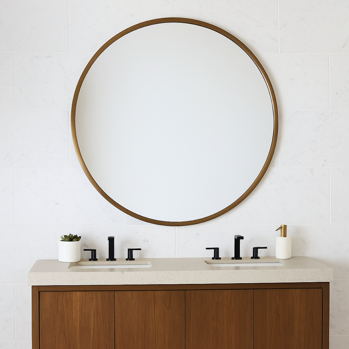 Yorvik Round Mirror - Brushed Bronze 600mm CNPW109004 lifestyle 