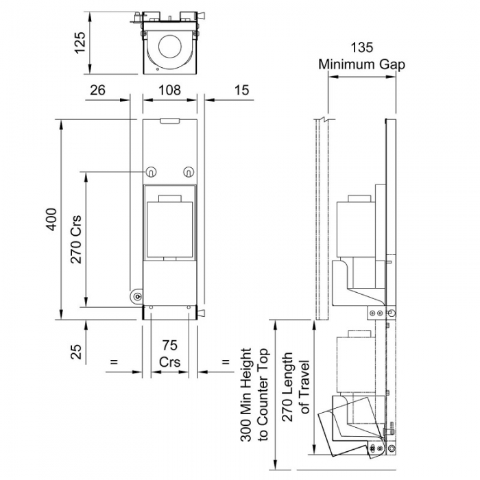 Automatic Foam Soap Dispenser Behind Mirror 800ml Drawing