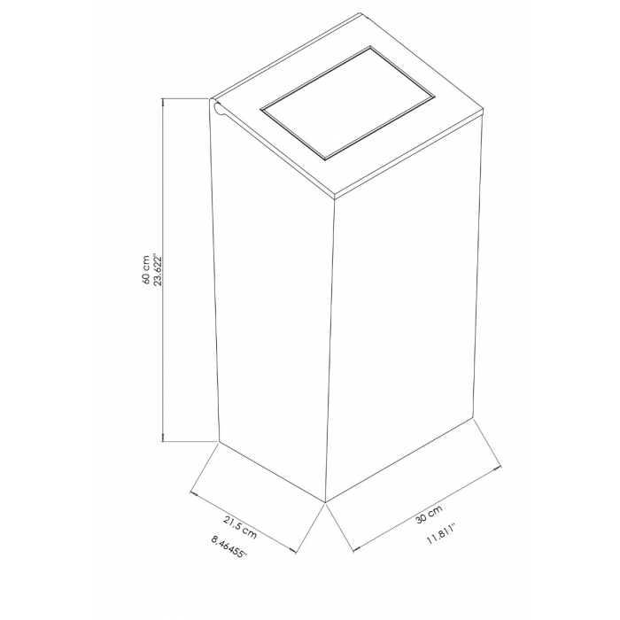 Prestige Ecoline Push Lid 50L Waste Bin - Matt Black Datasheet CAD Drawing - E-WPL38/MBK