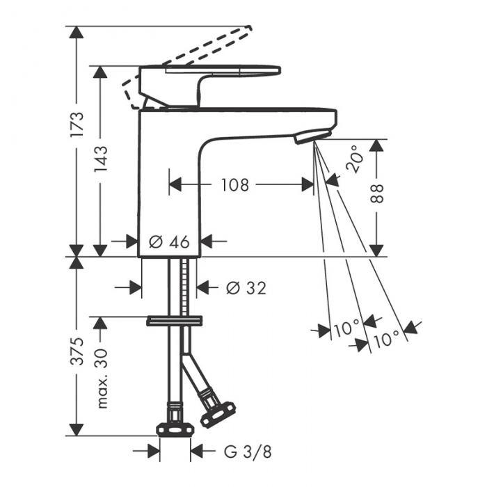 Hansgrohe Vernis Blend Single lever basin mixer 100 without waste set CAD
