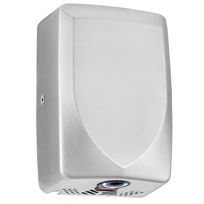 Dryflow Slimforce 1kW Brushed Stainless Steel Hand Dryer Side View on a white background - DFLIF02
