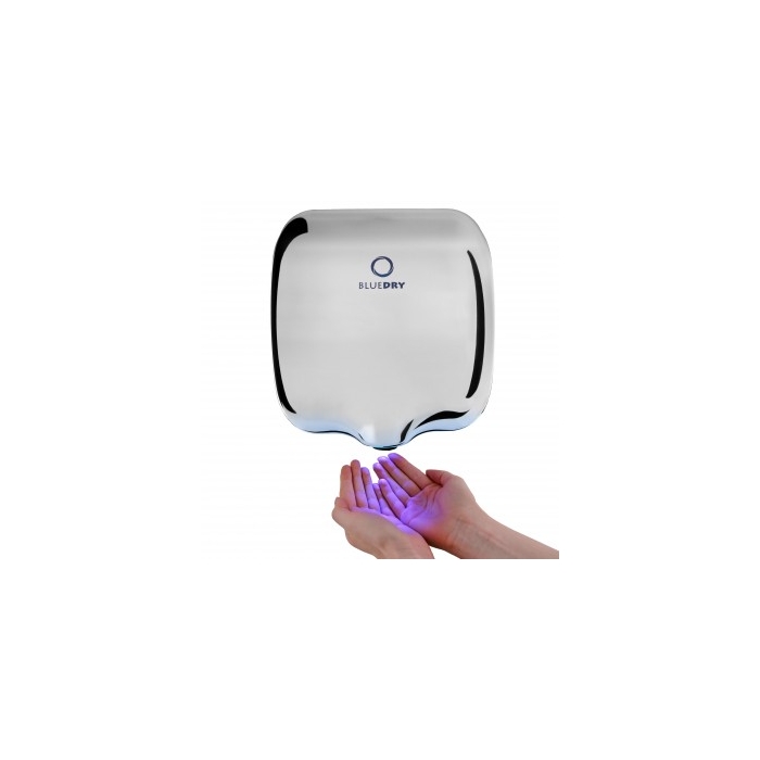 Blue Dry Polished Stainless Steel Hand Dryer 1800W - 5060392672136