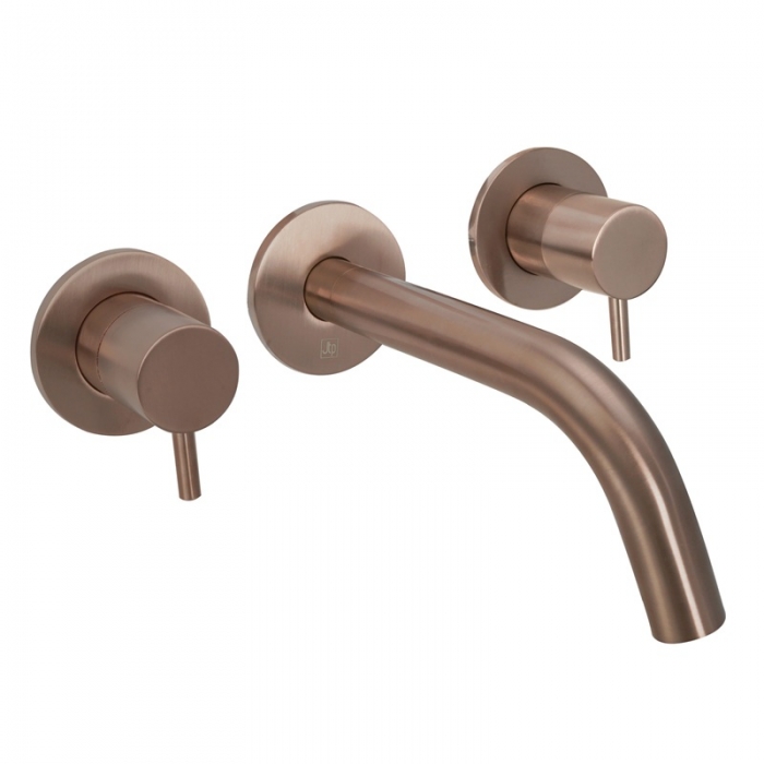 JTP Vos 3 Hole Wall Mounted Basin Mixer Tap - Brushed Bronze close up image - 21089ABRZ