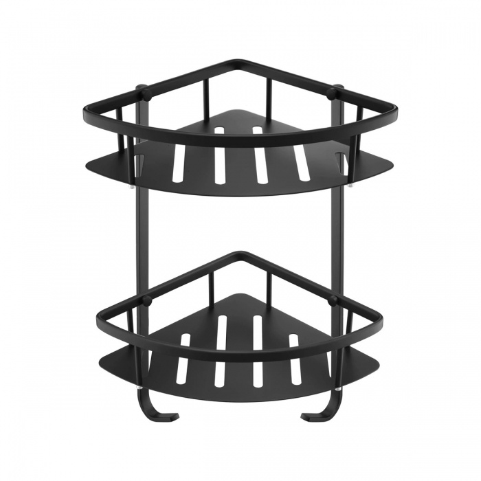 JTP Vos Matt Black Wall Mounted Shower Corner Twin Basket 282010MB