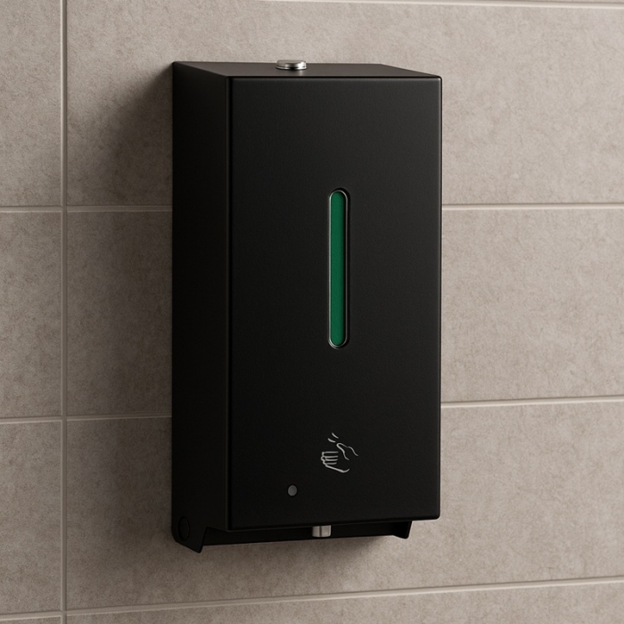 Bobrick Matt Black 800ml Automatic Foam Soap Dispenser in situ - B2013.MBLK