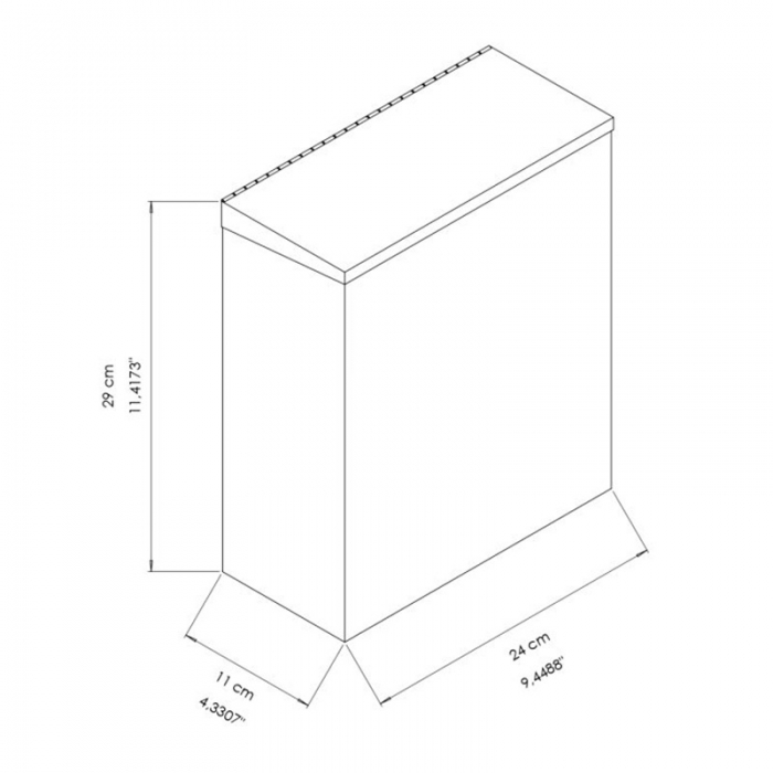 Prestige Ecoline 7 Litre Feminine Hygiene Bin - Matt Black CAD Drawing - E-7WFH/MBK