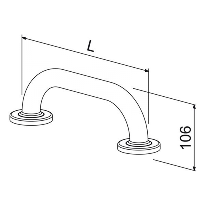 Prestige Brushed Satin Stainless Steel 600mm Grab Rail CAD Drawing - BF600-600