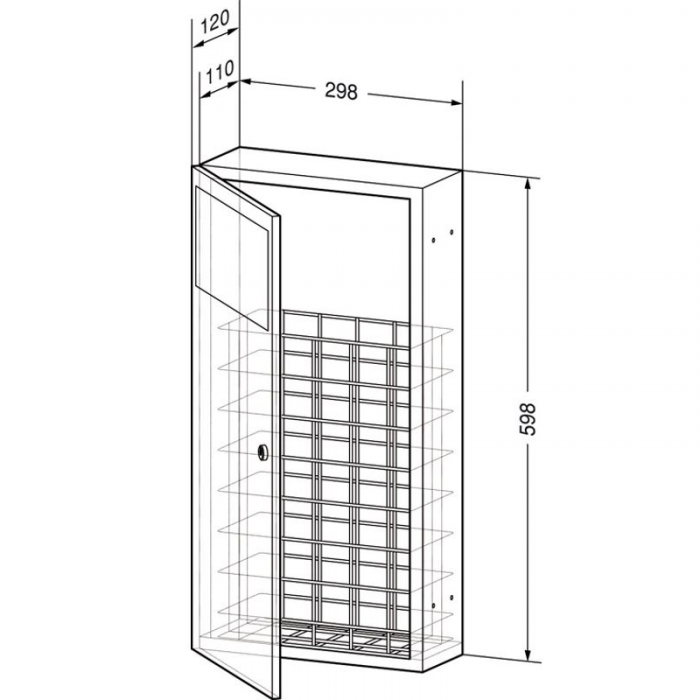 Prestige 11 Litre Recessed Waste Bin - Brushed Stainless Steel CAD Drawing - WP134