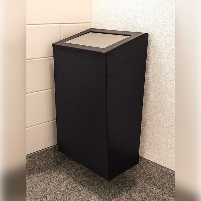 Prestige Ecoline Push Lid 25L Waste Bin - Matt Black in situ - E-WPL25/MBK