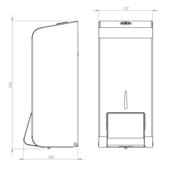 Opal White Metal 900ml Foam Soap Dispenser CAD Drawing