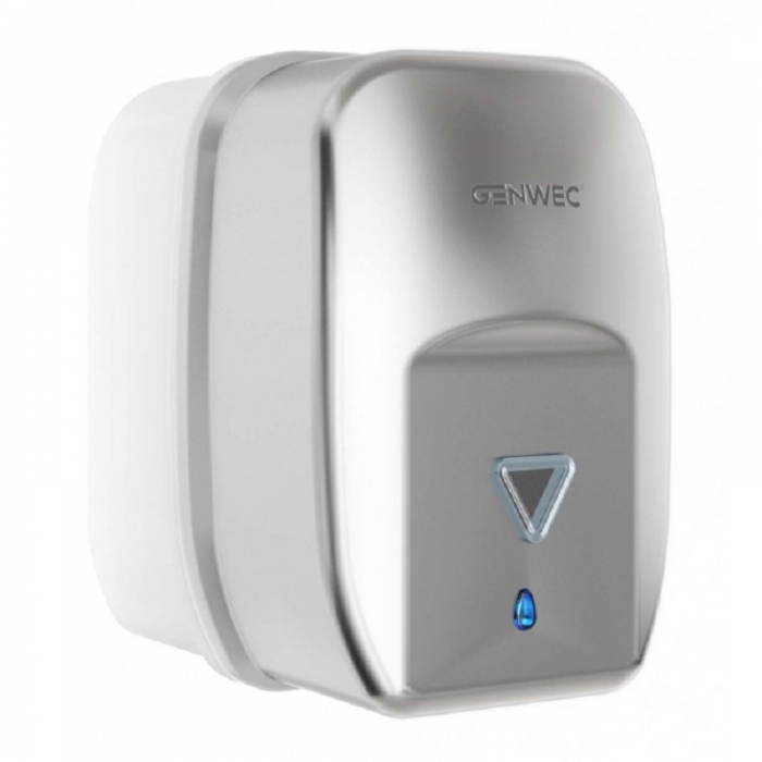 Genwec 1200ml Automatic Soap Dispenser Brushed Stainless Steel image on a white background - side view - GW04200401