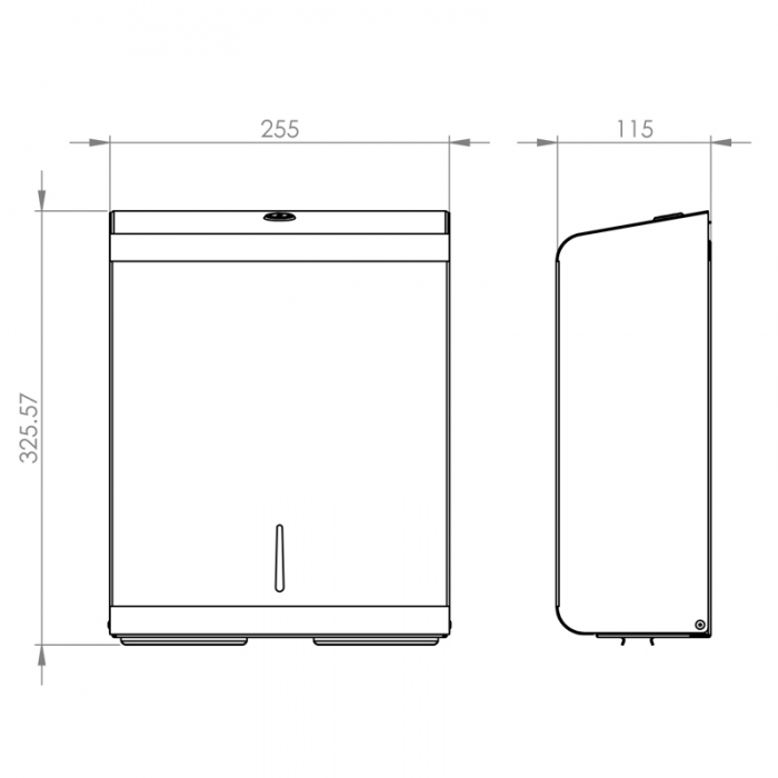 Opal Black Matt Large Hand Towel Dispenser CAD Drawing