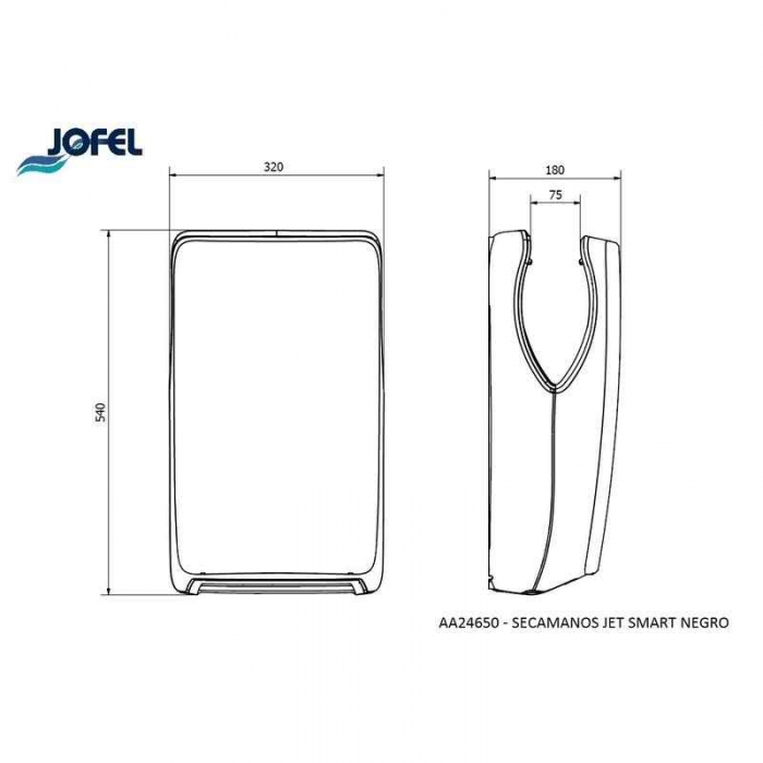 Jofel Jet Smart High Performance Hand Dryer in Matt Black