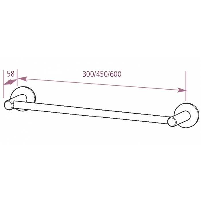 Dolphin Prestige Towel Rail Chrome Nickel Drawing