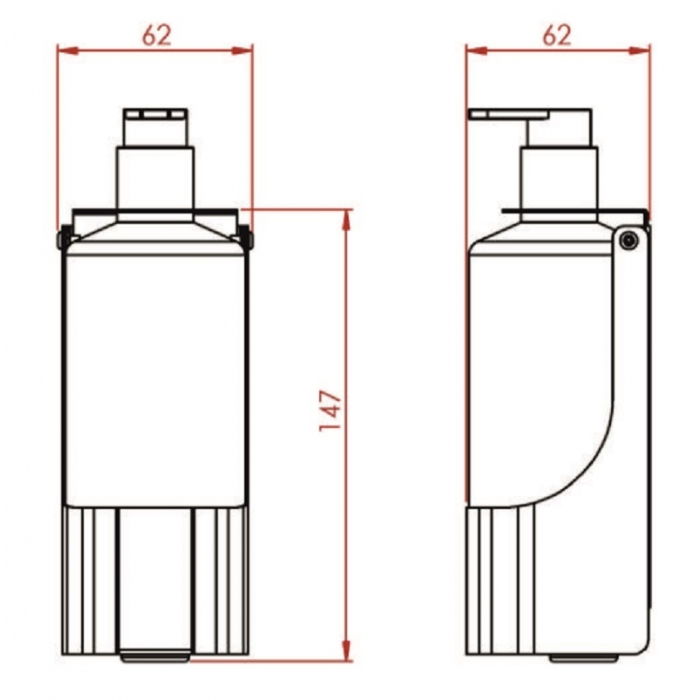 Prestige Stainless Steel Soap Bottle Holders - Dimensions Single