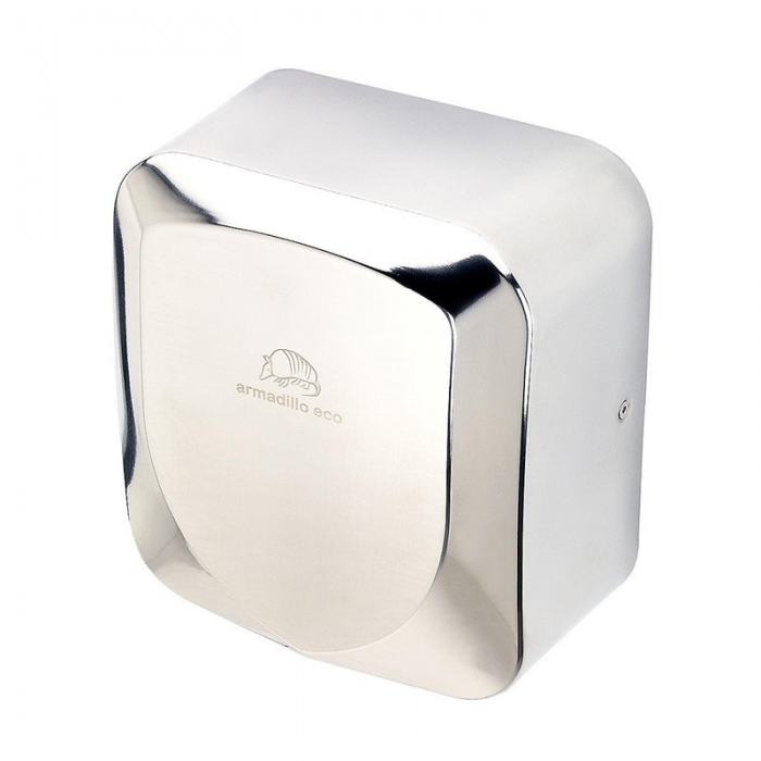 Armadillo Polished Stainless Steel 1250W ECO Hand Dryer  tilted view - 1250