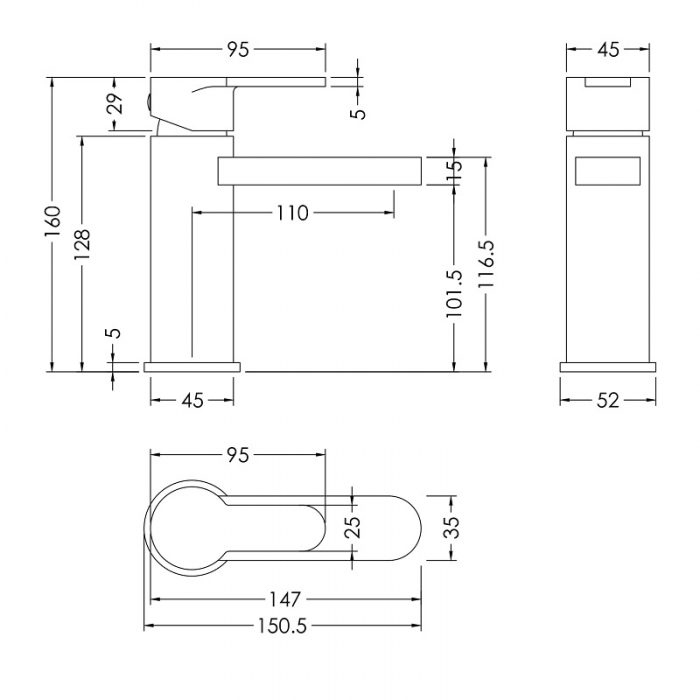 Nuie Arvan Matt Black Tap CAD