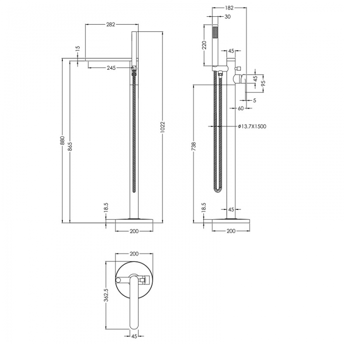 Nuie Arvan Freestanding Bath CAD