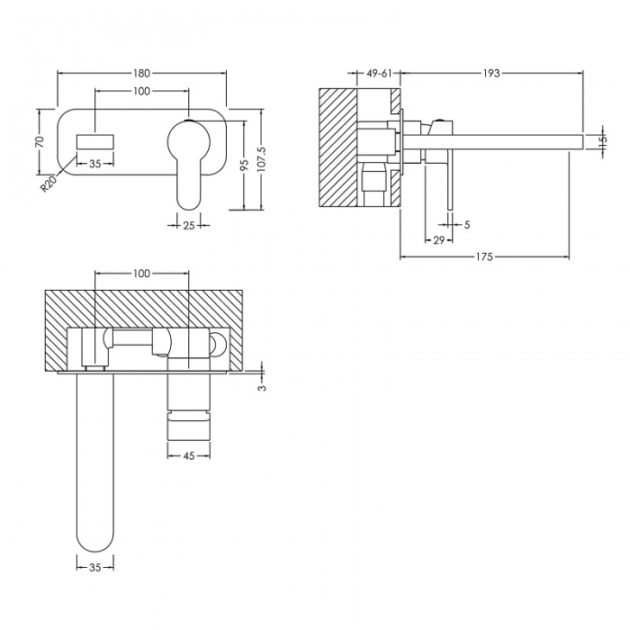 Nuie Arvan Wall Mounted CAD