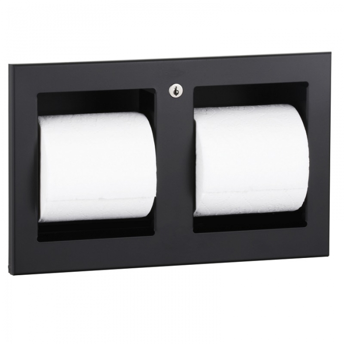 Bobrick Recessed Double Toilet Tissue Dispenser - Matt Black