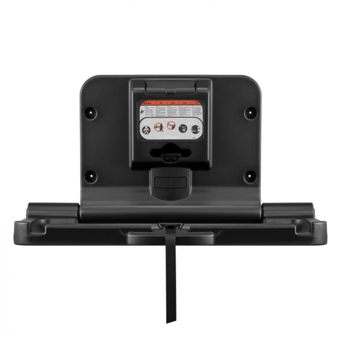 Safe Hands Matt Black Horizontal Baby Changing Table - Wall Mounted front