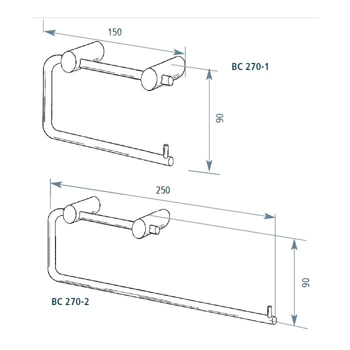 Satin Stainless Steel Toilet Roll Holder  Double / Single CAD Drawing