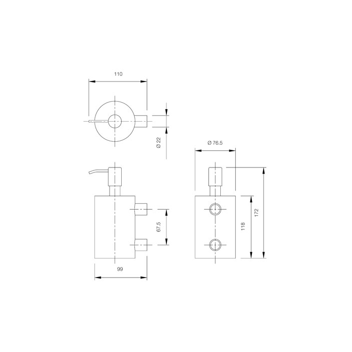 Dolphin Polished Stainless Steel Soap Dispenser CAD Drawing