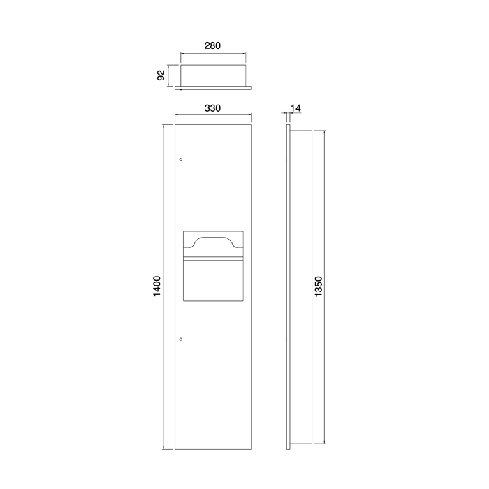 Dolphin Recessed Paper Towel Dispenser and Bin