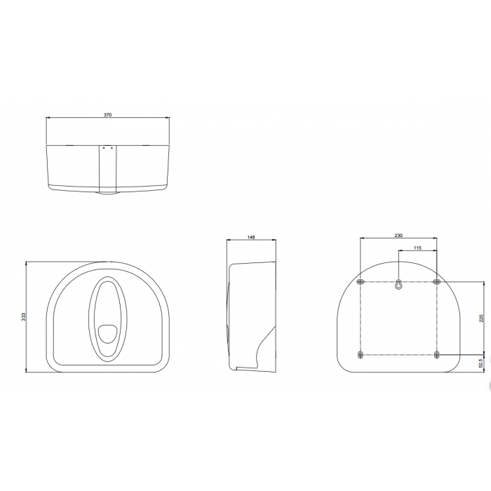 Prestige Plastic Stub Roll Dispenser CAD