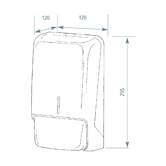 Stainless Steel Wall Mounted Soap Dispenser 800ml Prestige Drawing