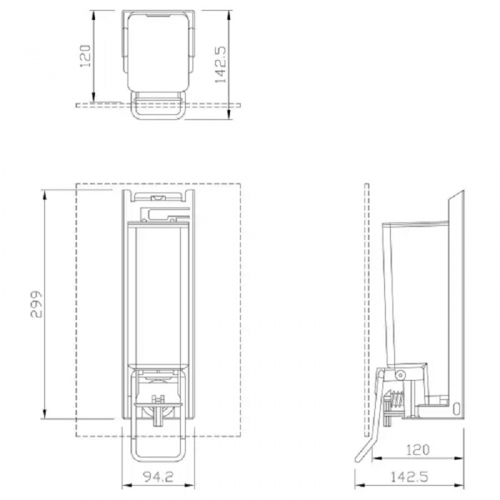 Prestige Bulk Fill Behind Mirror Soap Dispenser 1200ml Drawing