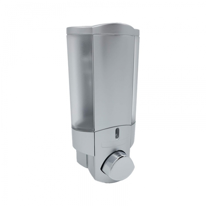 Dolphin Single Shower Soap Dispenser - 300ml Brushed Chrome dispenser on a white background - BC624-1S